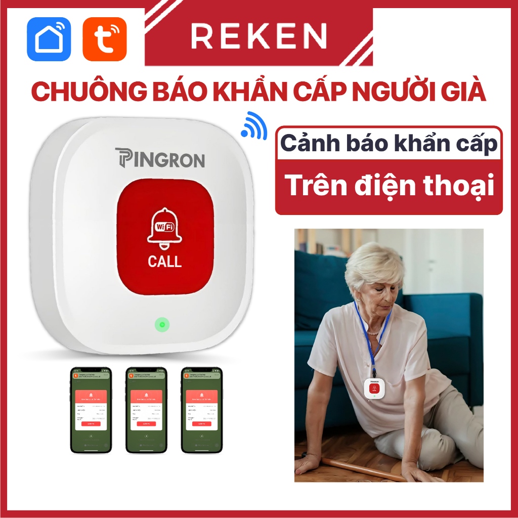 Nút nhấn khẩn cấp không dây cho người già báo qua wifi N01W Pingron