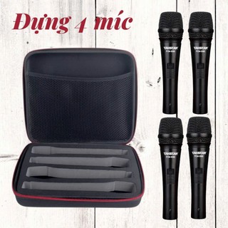 Hộp Đựng Micro 4 Ngăn Siêu Bền – Chống Sốc, Chống Nước, Vải EVA Cao Cấp – Có Quai Xách & Khoá Kéo