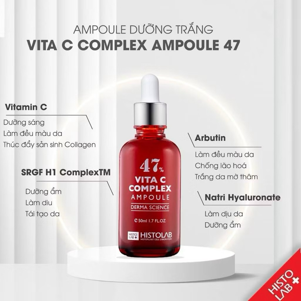 Serum Dưỡng Trắng Da HISTOLAB Vita C Complex Ampoule 47% 50ml Tăng Sinh Collagen, Căng Bóng Da Hàn Quốc IS358