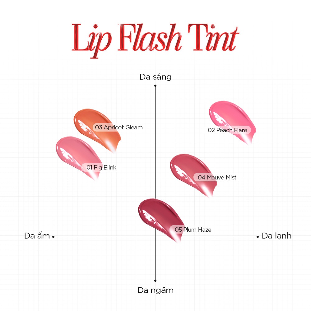 [MỚI RA MẮT] Son Tint Bóng B.O.M Lip Flash Tint - 3G - Apricot Gleam, Mauve Mist, Plum Haze