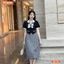 Đầm thiết kế BEMINE cổ vest phối caro dáng chữ A phù hợp đi làm-B155