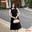 Đầm thiết kế BEMINE cổ sen phối tay ngắn đính cúc dáng chữ A phù hợp đi làm-B149