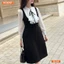 Đầm thiết kế BEMINE cổ chữ V phối bèo tay dài dáng chữ A phù hợp đi làm-B164