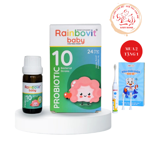 Men 10 Chủng Men Vi Sinh Rainbovit Baby - Tiêu Hóa bé khoẻ, ăn ngon, Tăng Đề Kháng chai 5ml