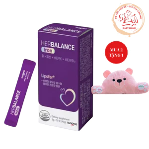 HerBalance Iron - Sắt Lipofer Thế Hệ Mới - bổ sung sắt Người lớn, phụ nữ có thai và cho con bú hộp 20 gói