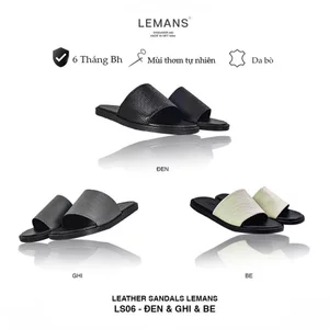 Dép quai ngang 3.LS06 LEMANS da bò, đế cao su có mùi thơm, thiết kế quai da 3 lớp chính hãng, Bảo hành 06 tháng