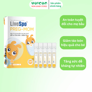Bào tử lợi khuẩn LiveSpo Preg-Mom 20 ống x 5ml hỗ trợ tiêu hóa, giảm táo bón, an toàn cho mẹ và bé