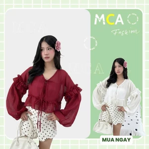 Set Áo Kiểu Nữ Babydoll Kiểu Tay Phồng Cổ V MCA Phong Cách Tiểu Thư A51456