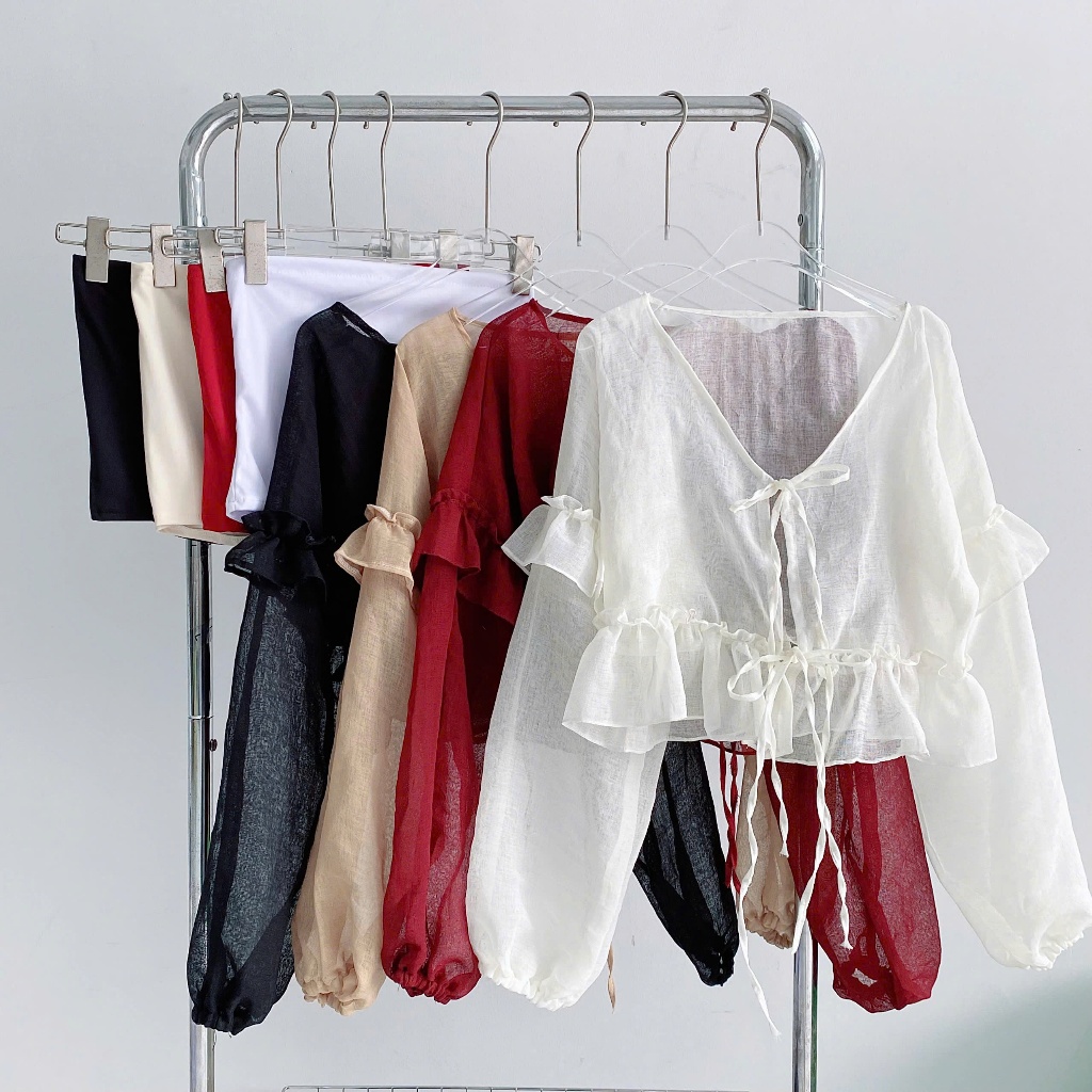 [Video Sp Thực Tế] Set Áo Kiểu Nữ Babydoll Kiểu Tay Phồng Cổ V MCA Phong Cách Tiểu Thư A51456