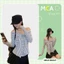 Áo Kiểu Trễ Vai Tay Dài Kẻ Sọc MCA Kiểu Thắt Nơ Xoắn Ngực A51510