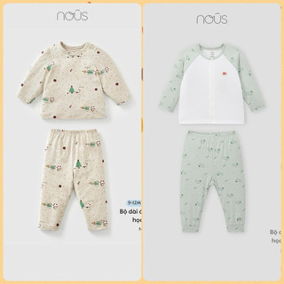 6m-2y | Nous bộ dài tay phối hoạ tiết cây thông Noel và tem cho bé trai và bé gái
