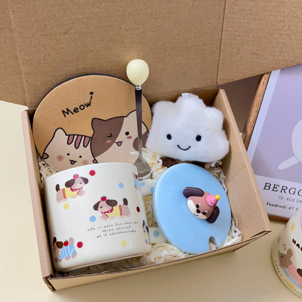 [Hỏa Tốc] Set quà tặng Cốc sứ Cute Puppy quà tặng sinh nhật, valentine, kỷ niệm ý nghĩa dành cho người yêu, bạn bè