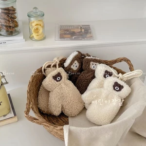 Găng tay gấu bông lót lông cừu cho bé siêu ấm mùa đông – Bao tay len teddy phong cách Hàn Quốc bé trai bé gái