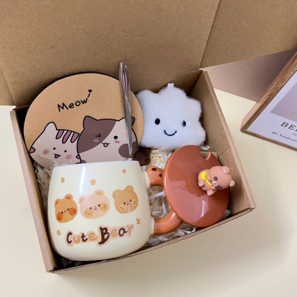 Set quà tặng Cốc sứ Cute Bear quà tặng sinh nhật, valentine, kỷ niệm ý nghĩa dành cho người yêu, bạn bè và người thân