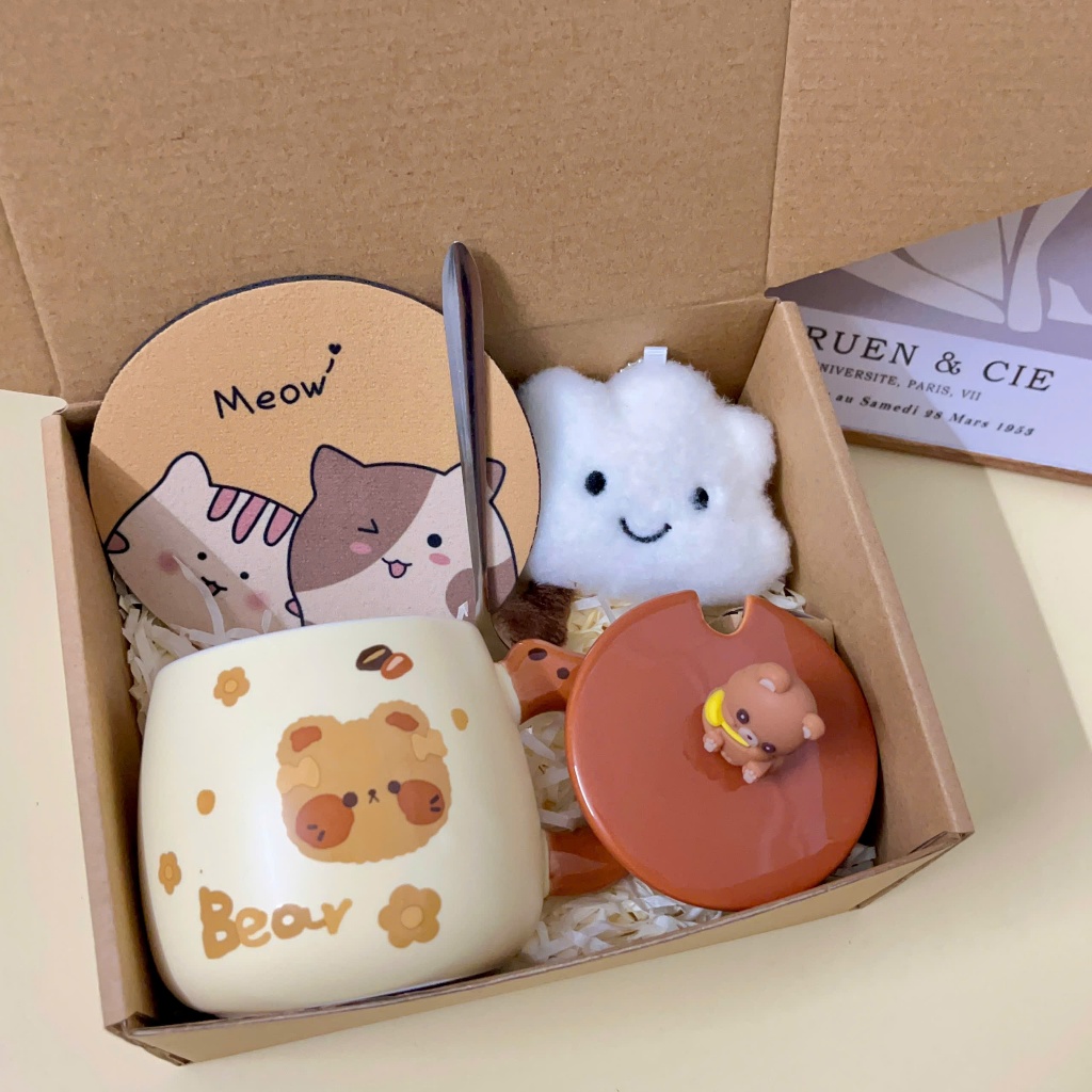 Set quà tặng Cốc sứ Cute Bear quà tặng sinh nhật, valentine, kỷ niệm ý nghĩa dành cho người yêu, bạn bè và người thân