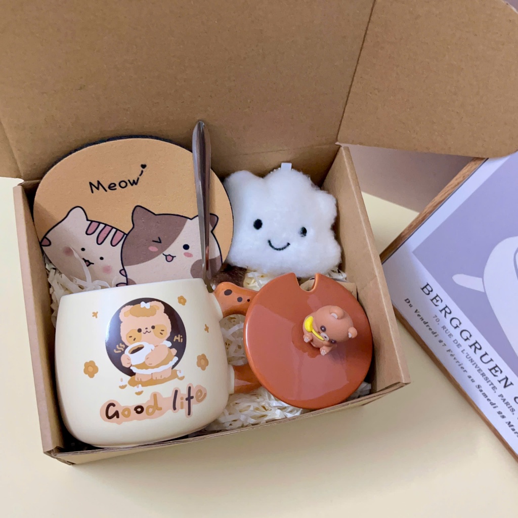 Set quà tặng Cốc sứ Cute Bear quà tặng sinh nhật, valentine, kỷ niệm ý nghĩa dành cho người yêu, bạn bè và người thân