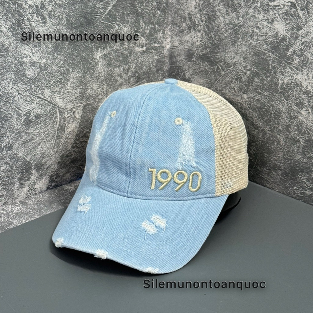 Mũ kết năm sinh 1980-2017 - Nón lưỡi trai jean rách tua rua phối lưới cao cấp thời trang nam nữ siêu đẹp vừa sang