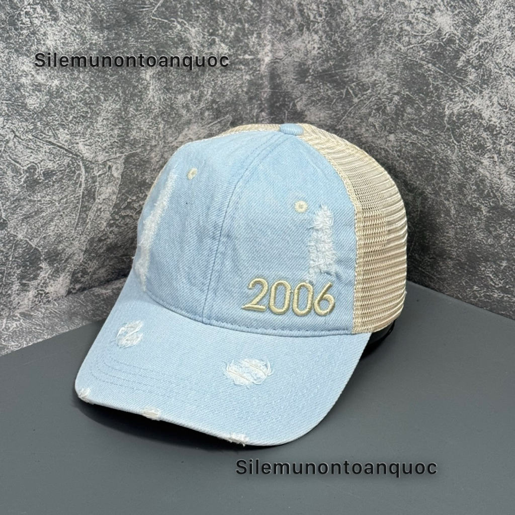 Mũ kết năm sinh 1980-2017 - Nón lưỡi trai jean rách tua rua phối lưới cao cấp thời trang nam nữ siêu đẹp vừa sang