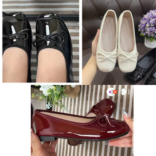 Giày búp bê nữ lolita phối nơ chất da bóng sịn sò mẫu mới nhất QV426