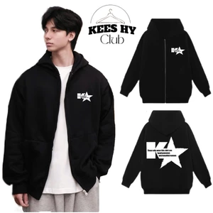 Áo Khoác Hoodie Zip Nỉ Bông In Hình Ngôi Sao Y2k Keeshy Form Basic Unisex Chất Liệu Dày Dặn Hàng Đẹp