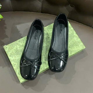 Giày búp bê nữ lolita phối nơ chất da bóng sịn sò mẫu mới nhất QV426