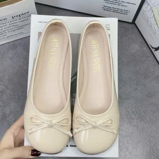 Giày búp bê nữ lolita phối nơ chất da bóng sịn sò mẫu mới nhất QV426