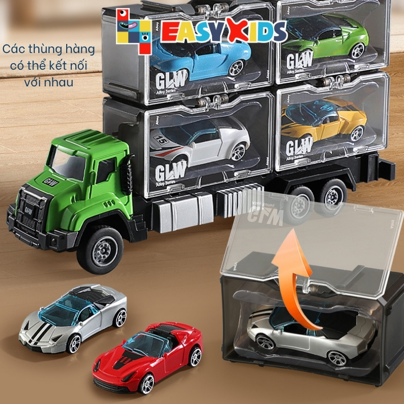 Xe Tải Đồ Chơi Container Chở Hàng Tỷ Lệ Kích Cỡ 1:40 Nhiều Mẫu Kèm Xe Mini Phụ Kiện
