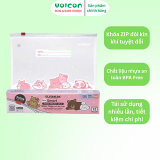 Túi ZIP Sunmum Thái Lan 26x24cm hộp 12 túi – bảo quản sữa mẹ, rau củ, thực phẩm an toàn tiện lợi