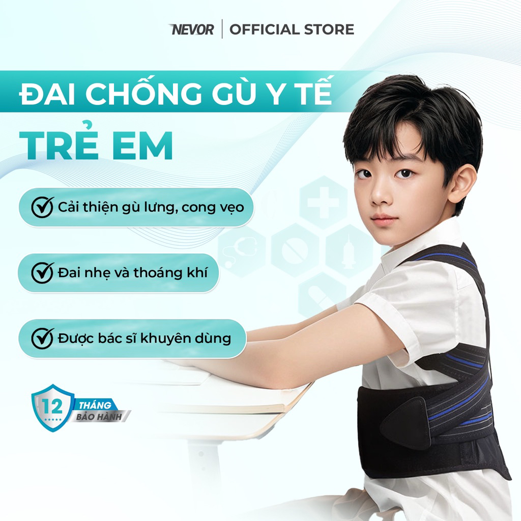 Đai Chống Gù Y Tế Trẻ Em Nevor DCG04 Thanh Nẹp Cứng Hỗ Trợ Cong Vẹo ...