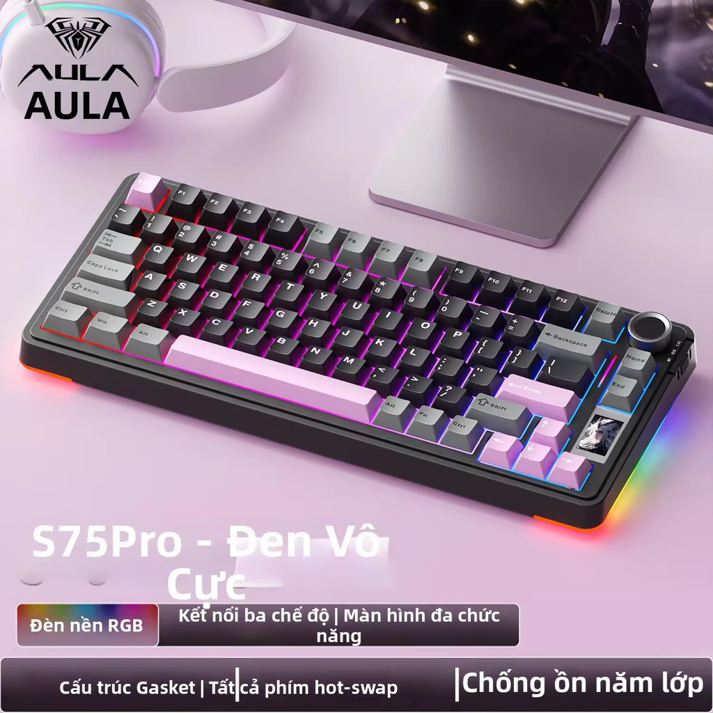 AULA | Bàn Phím Cơ GamingAula S75 PRO Không Dây 3 Chế Độ (Bluetooth/2 ...