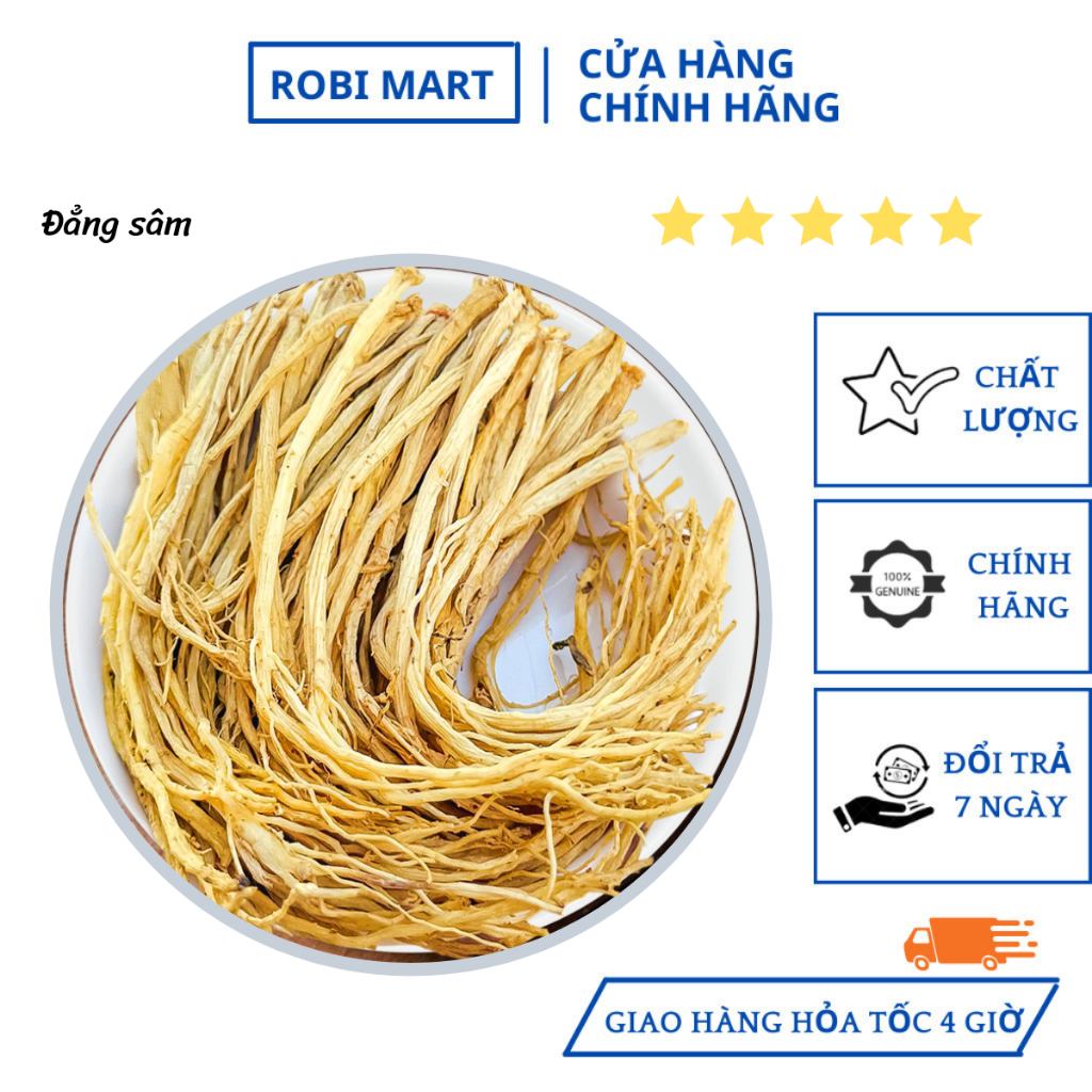 Đẳng sâm sấy khô Robi sợi to, vàng dùng pha trà, hầm canh, tốt cho sức ...