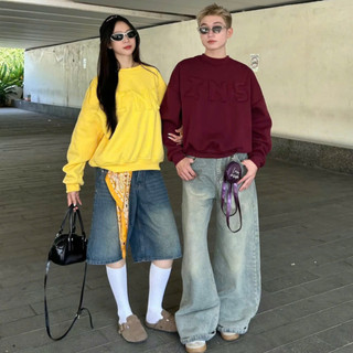 Áo Sweater BOXY INS Chất Nỉ Bông Dầy Dặn Thêu Đắp Vải Form Rộng Nam Nữ 5 Màu Size 35-80kg SSL