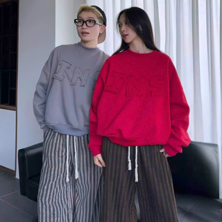 Áo Sweater BOXY INS Chất Nỉ Bông Dầy Dặn Thêu Đắp Vải Form Rộng Nam Nữ 5 Màu Size 35-80kg SSL
