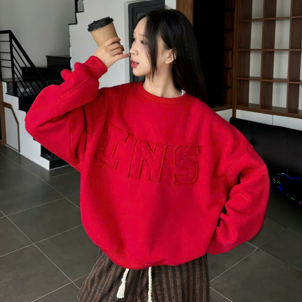 Áo sweater Thêu Chữ INS nỉ bông Nam nữ Unisex Form Rộng Thời Trang Trẻ Trung mặc nhà,dạo phố SSL