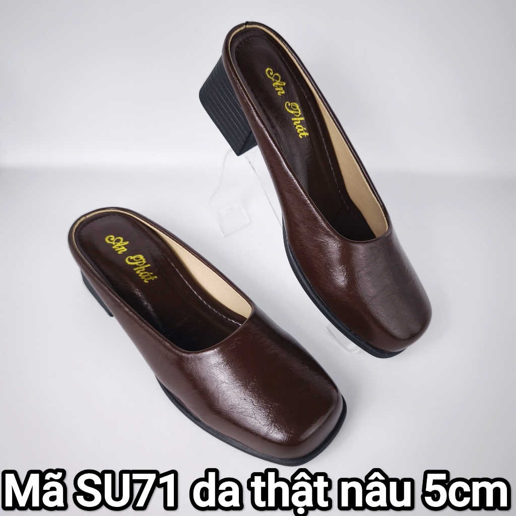 Giày hở gót Sục nữ da thật cao cấp 5cm sục nữ trung niên AN PHÁT SU71