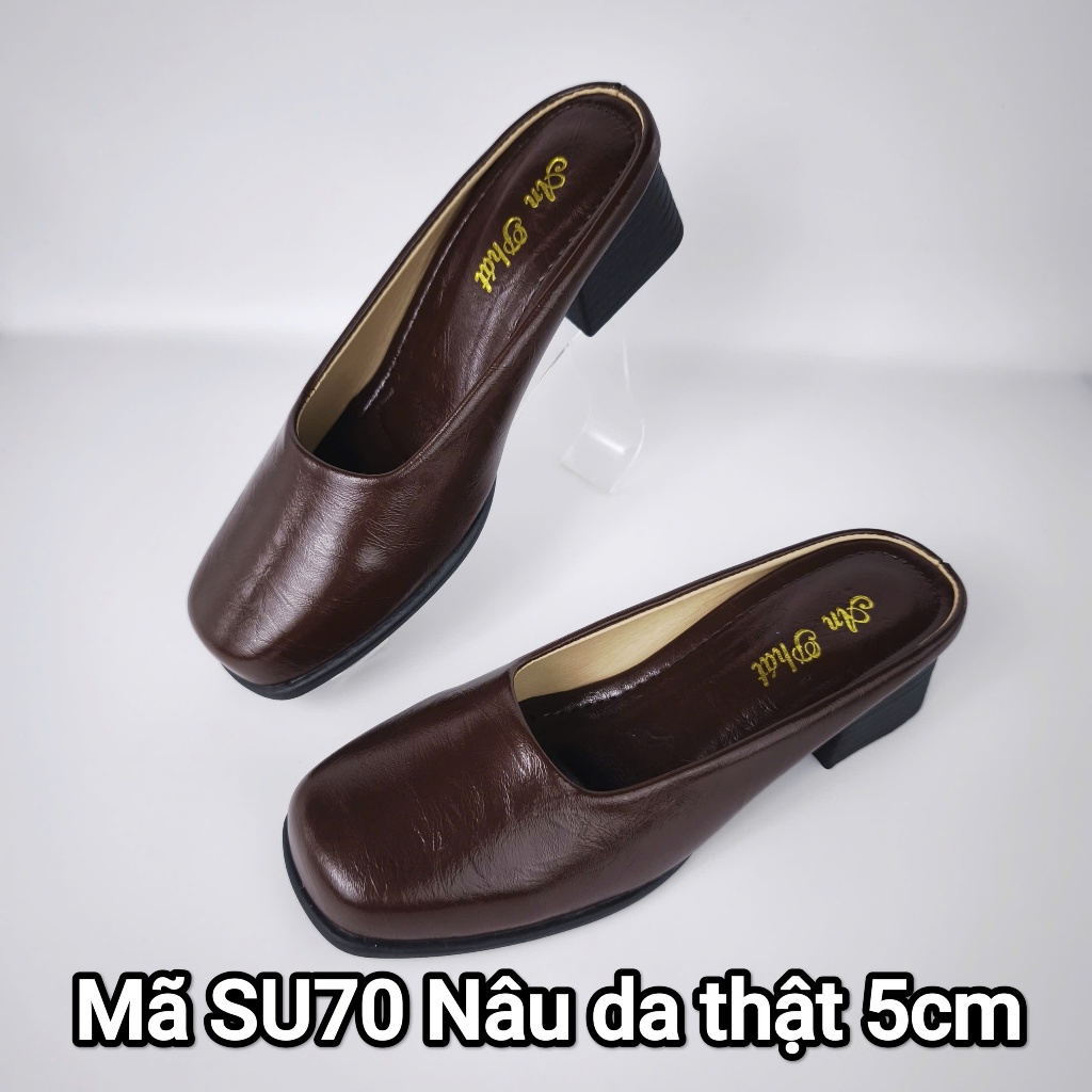 Giày hở gót Sục nữ da thật cao cấp 5cm sục nữ trung niên AN PHÁT SU71