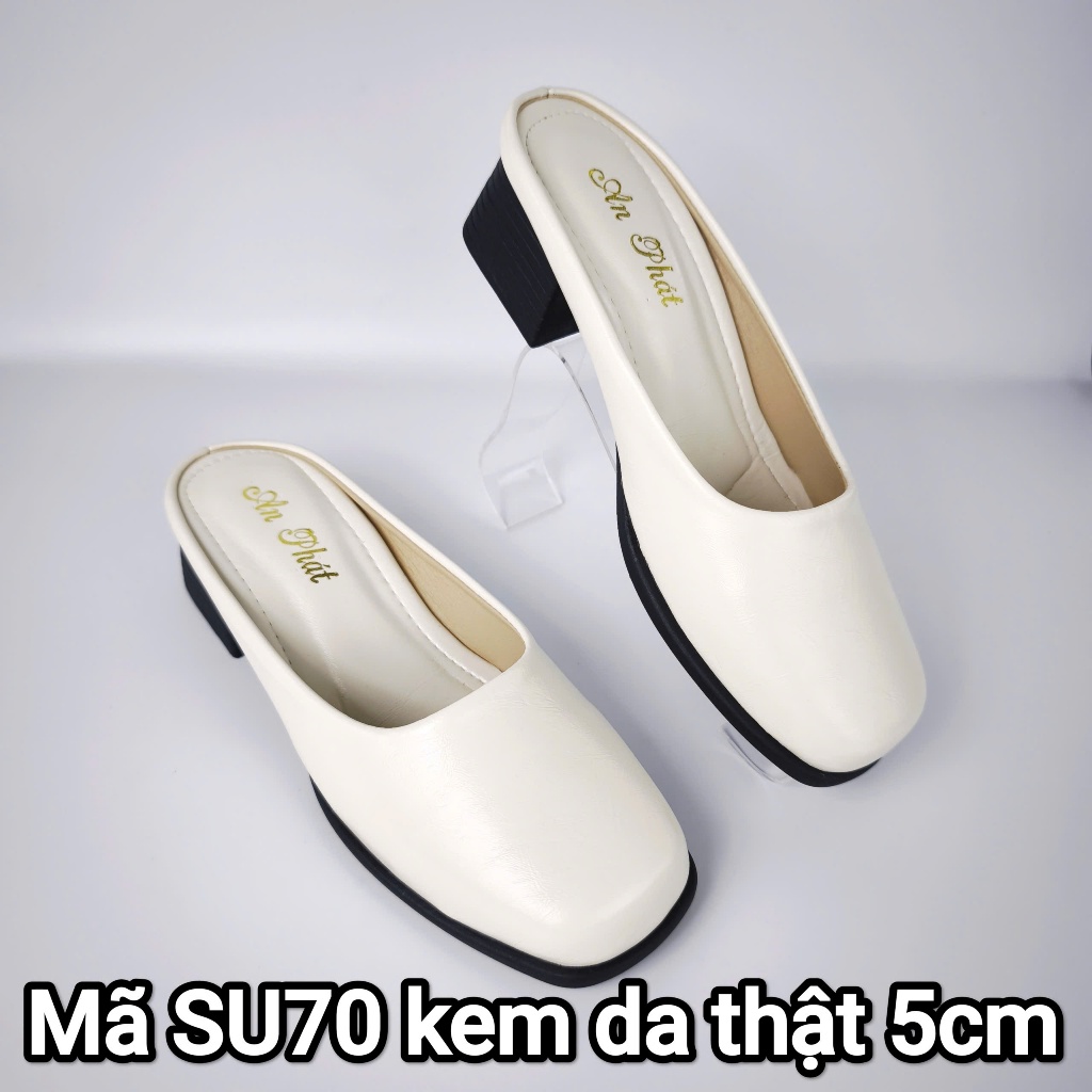 Giày hở gót Sục nữ da thật cao cấp 5cm sục nữ trung niên AN PHÁT SU71