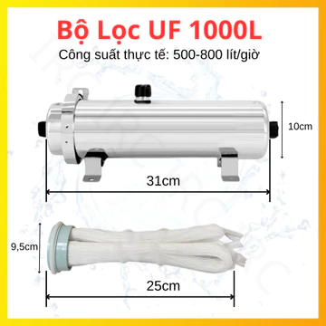 Bộ Lọc UF 1000L, Màng Lọc PVDF, Vỏ Inox 304, Lọc Nước Đầu Nguồn, Nước Sinh Hoạt Gia Đình, Nước Giếng Khoan