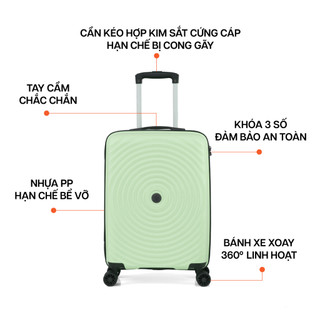 Vali Kéo MIAvn Larita ZeroX Size 20/24 Inch - Nhựa PP Siêu Bền, Hạn Chế Bể Vỡ, Khoá Số, Bánh Xe Đôi