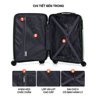 Vali Kéo MIAvn Larita ZeroX Size 20/24 Inch - Nhựa PP Siêu Bền, Hạn Chế Bể Vỡ, Khoá Số, Bánh Xe Đôi