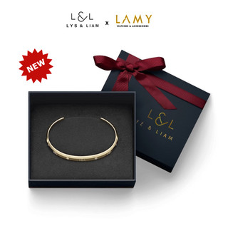 Vòng tay nam nữ Lyz and Liam Lumine L&L Cuff Gold LL2240GG - Gift Box Hộp quà tặng nơ đỏ & khắc chữ theo yêu cầu