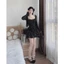 QC_ Set váy ngắn, đồ mặc hè đầm Lụa dáng ngắn hoa nhí kèm quần lót phối khoác tay dài Thun Ren