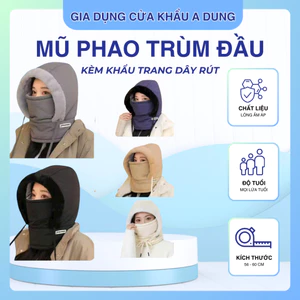 Mũ Phao Trùm Đầu Lót Lông 3IN1 Kèm Khẩu Trang Và Khăn Quàng Cổ Chống Gió Lạnh Nước Có Dây Rút