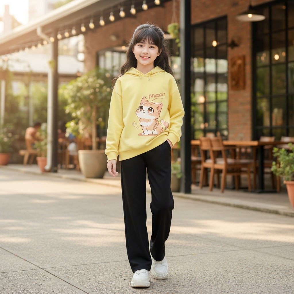 Áo mũ hình mèo cho bé gái size đại BEESHOP D25088