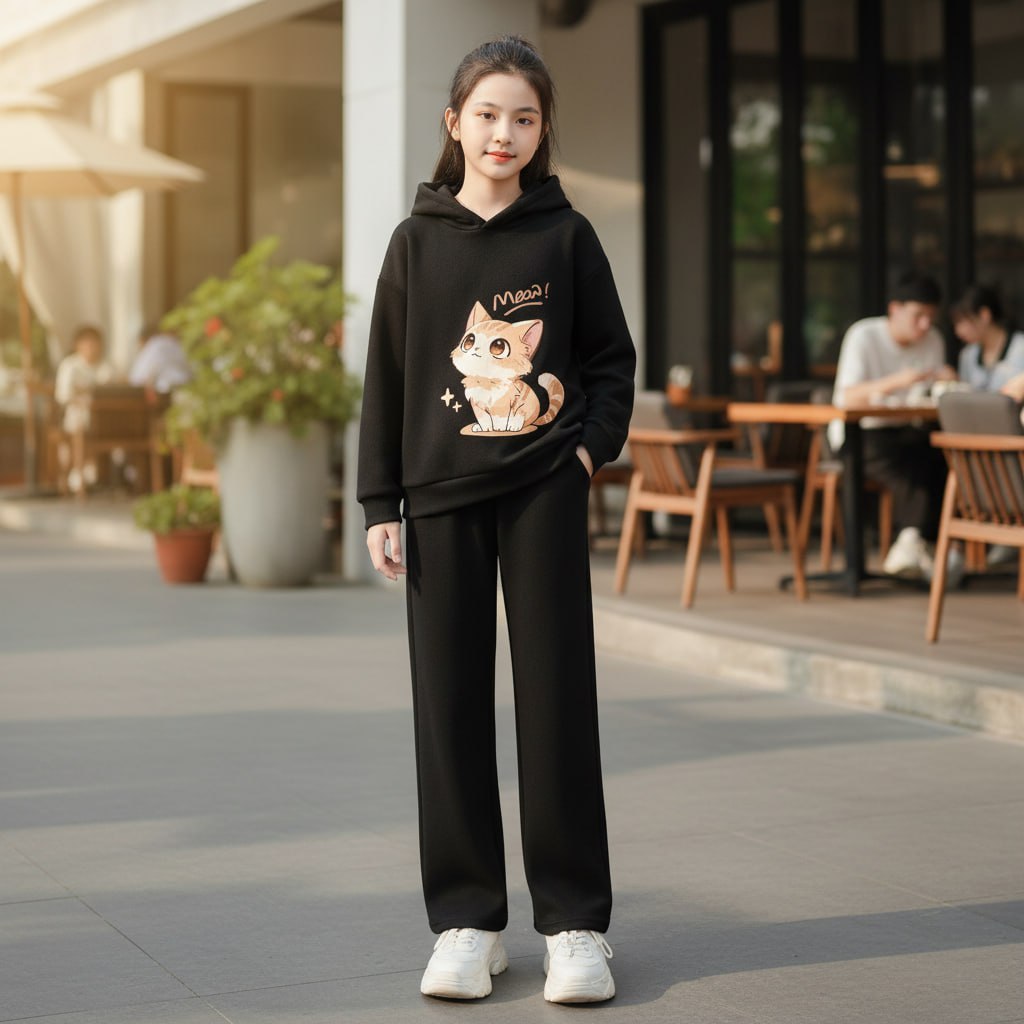 Áo mũ hình mèo cho bé gái size đại BEESHOP D25088