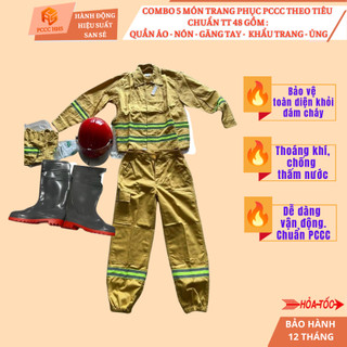 Bộ 5 Món Trang Phục PCCC TT48 Gồm Quần Áo, Nón, Găng Tay, Khẩu Trang, Ủng-Bảo Vệ Toàn Diện