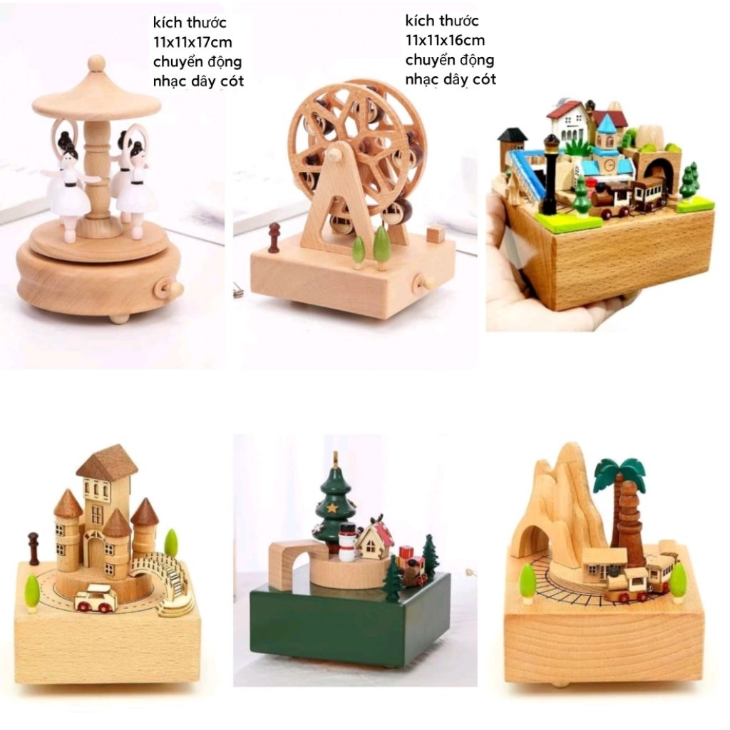 Quà tặng hộp nhạc dây cót có vật chuyển di chuyển xinh xắn/quà noel xmas