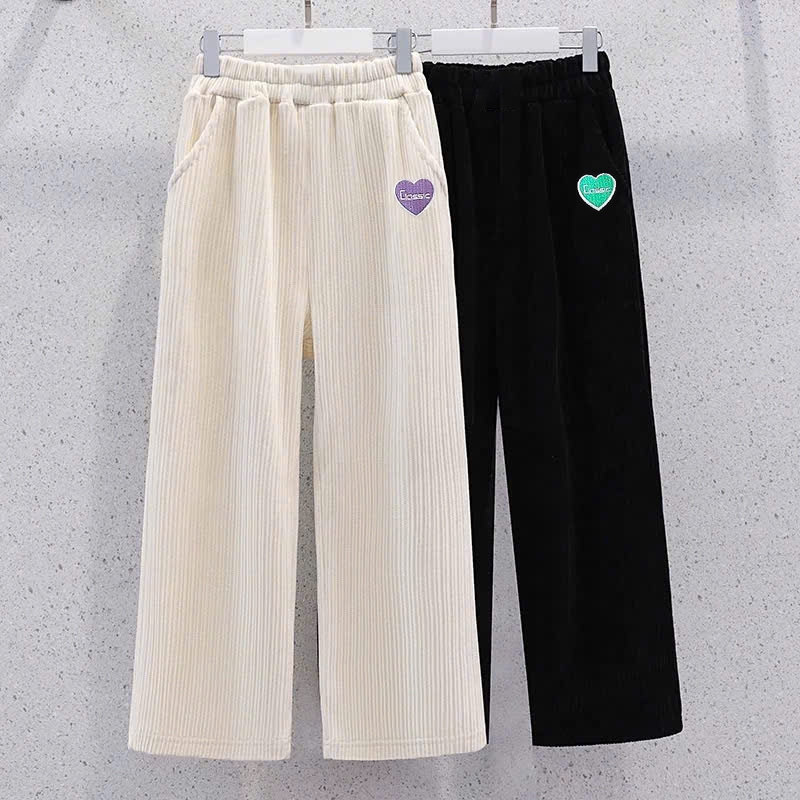 Quần nhung suông thêu tim cho bế gái size đại BEESHOP D25092