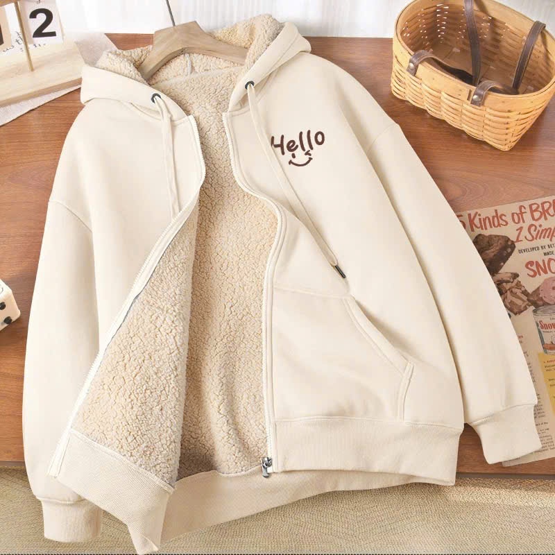 Khoác nỉ 2 lớp lót lông hello cho bé gái size đại BEESHOP D25093
