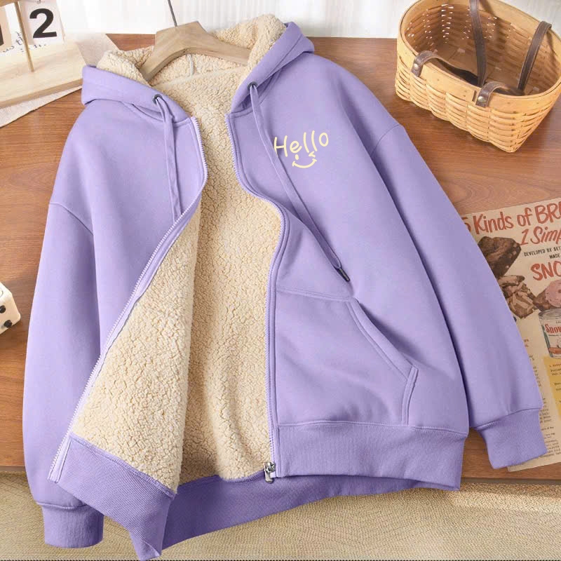 Khoác nỉ 2 lớp lót lông hello cho bé gái size đại BEESHOP D25093